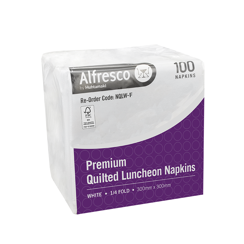 FSC® Quilted White Luncheon Napkin 1/4 Fold 400 x 400mm