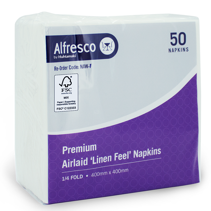 FSC® 1 Ply Linen Feel Airlaid Napkin 1/4 Fold 400 x 400 mm
