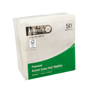 FSC® 1 Ply Linen Feel Airlaid Napkin GT Fold 400 x 400 mm