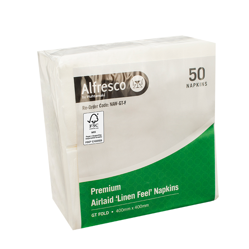FSC® 1 Ply Linen Feel Airlaid Napkin GT Fold 400 x 400 mm
