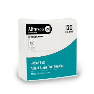 FSC® 1ply Pocket-Fold Airlaid White Napkin GT Fold 400 x 400 mm