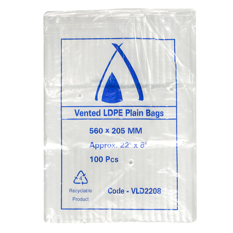 LDPE Clear (22x8") 25um Vented Bags