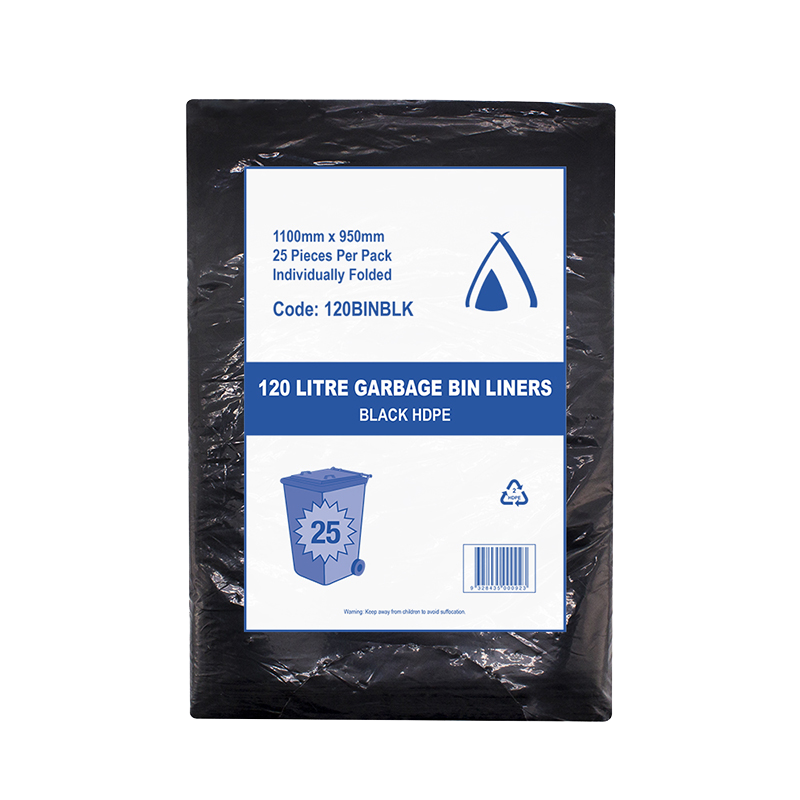 HDPE 120L Black Bin Liner 1100(L) x 950(W) mm