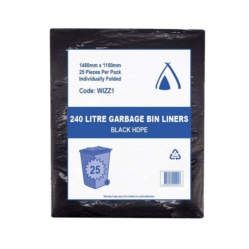 HDPE 240L Black Bin Liner 1450(L) x 1150(W) mm