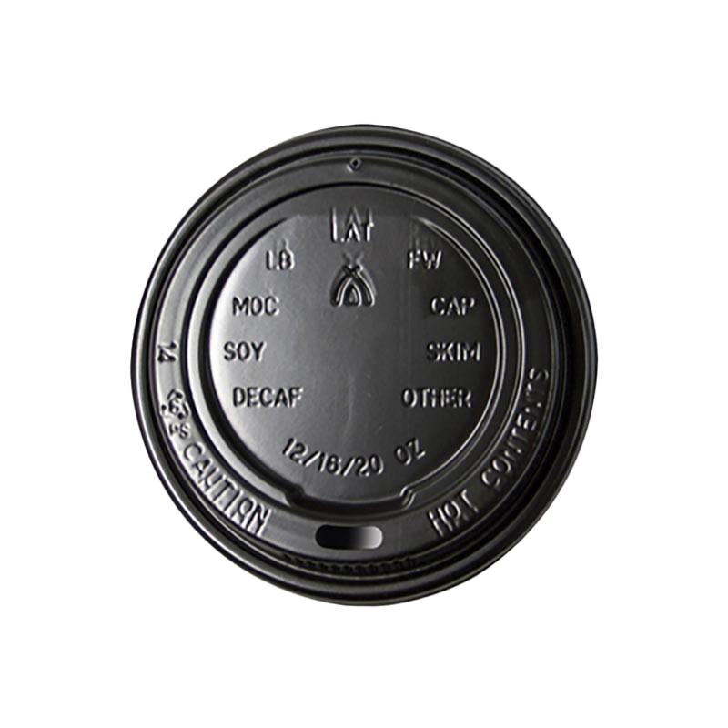 Black Hot Cup Lids - Black, 12-16oz uni 90mm