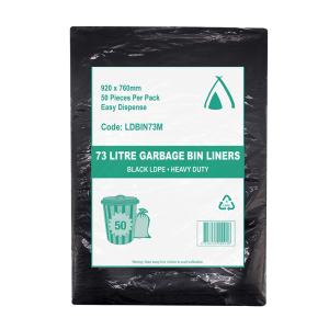 LDPE 73L Black Heavy Duty Bin Liner 920 x 760mm