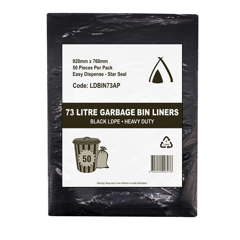 LDPE Bin Liner All Purpose Black 73L