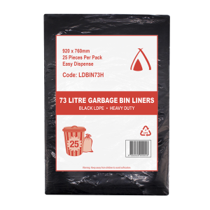 LDPE 73L Black Heavy Duty Bin Liner 920 x 760mm