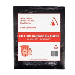 LDPE 240L Black Heavy Duty Bin Liner 1450 x 1140mm