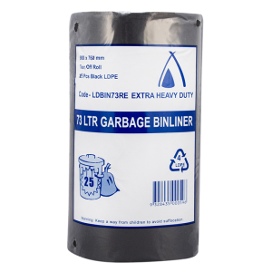 LDPE Bin Liner Roll Extra Heavy Duty Black 73L