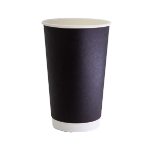 True Fill Double Wall PE Hot Cup Black 16oz