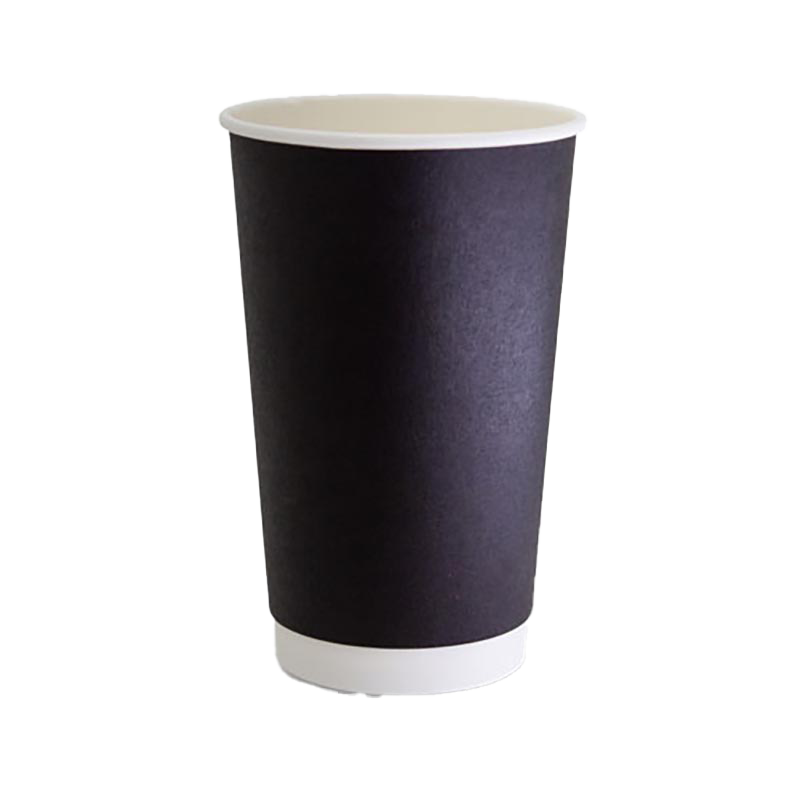 True Fill Double Wall PE Hot Cup Black 16oz