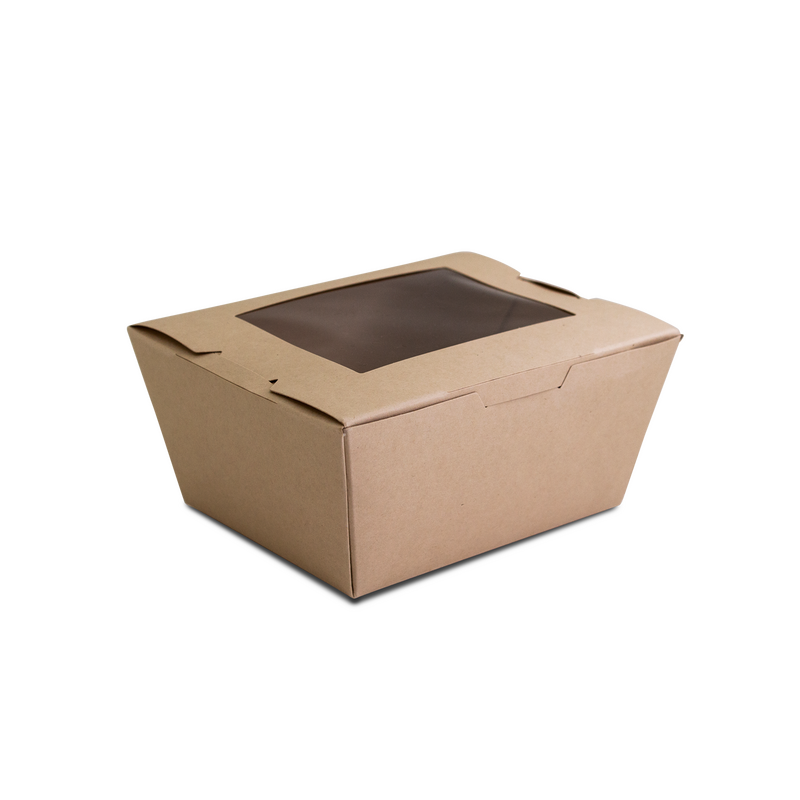 Bamboo Salad Containers - #1 Small, Bamboo Paper + PLA Lining + PLA Window