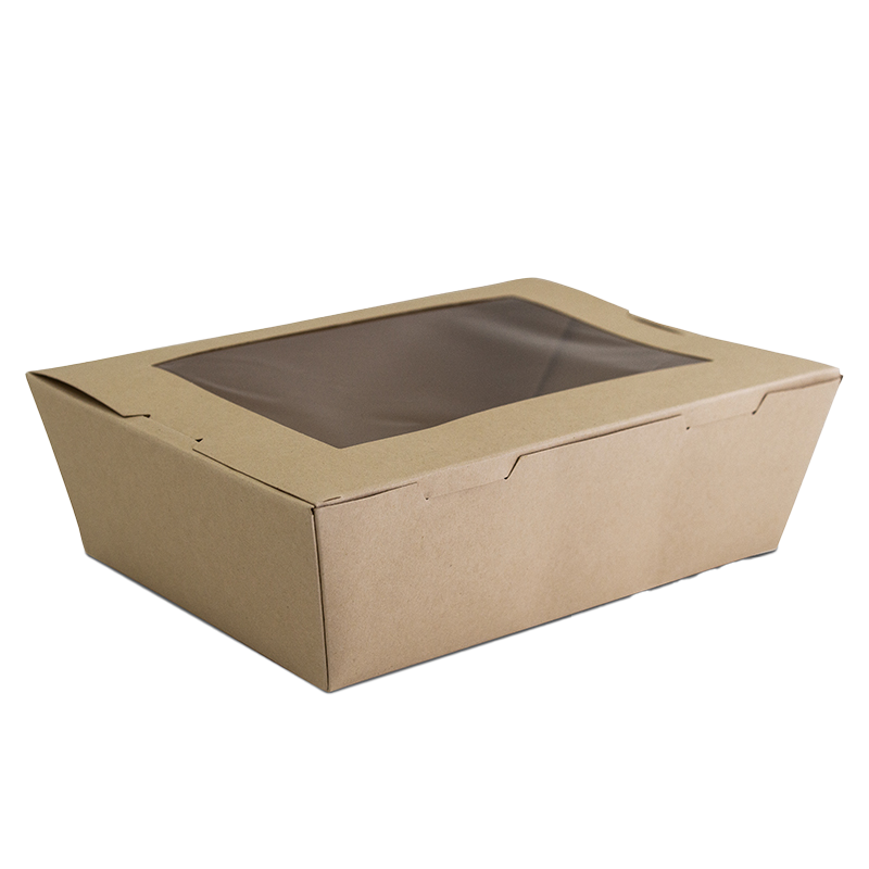 Bamboo Rectangular Salad Container #3 Large + PLA Lining + Window