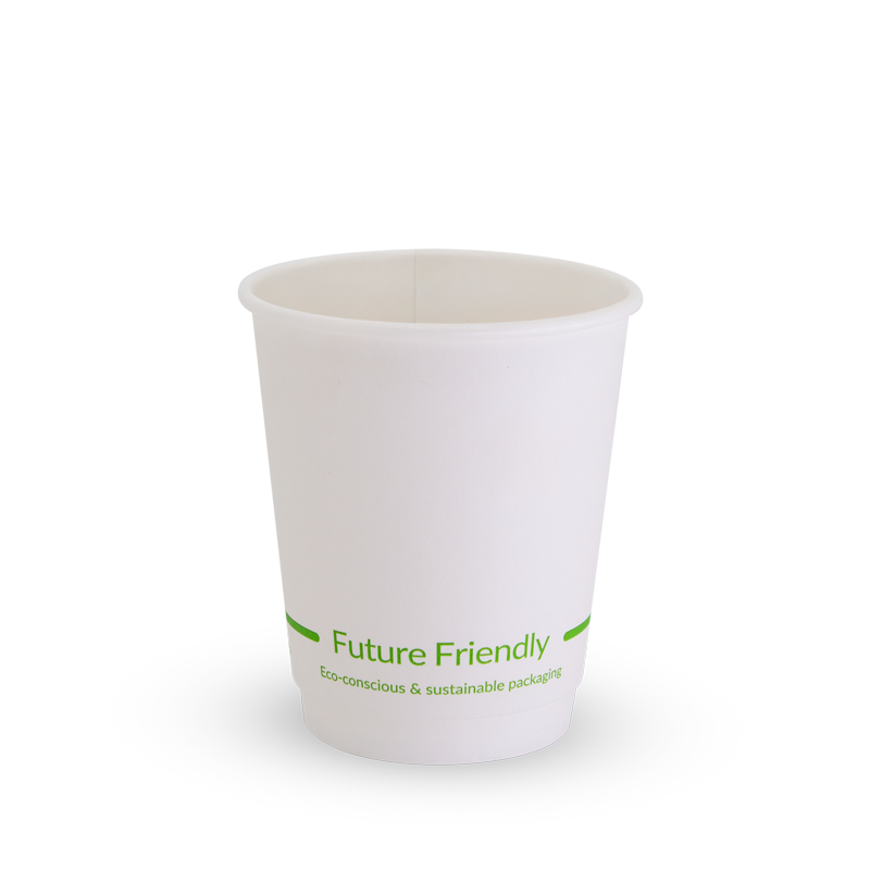 Double Wall White Hot Cup - 8oz, Paper + PLA Lining