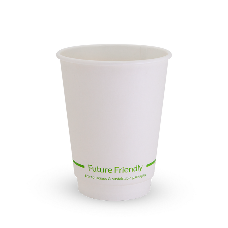 Double Wall White Hot Cup - 12oz, Paper + PLA Lining
