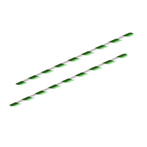 Regular Paper Straws - Green Stripe, 3 Ply Paper