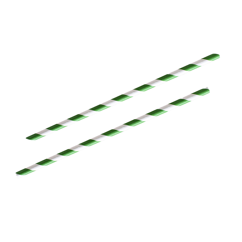 Regular Paper Straws - Green Stripe, 3 Ply Paper