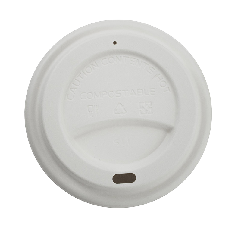 12oz Moulded Fibre White Coffee Cup Lid