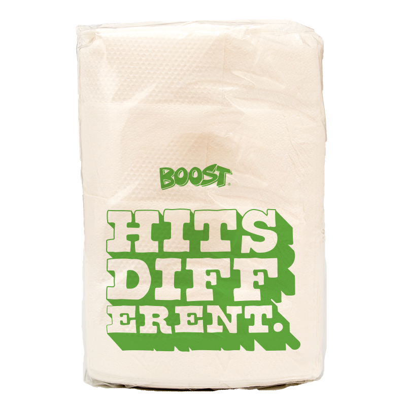 Boost 1 Ply White Printed C Fold Dispenser Napkin