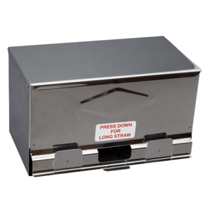 Press Down Jumbo Straw Dispenser Stainless Steel x 1