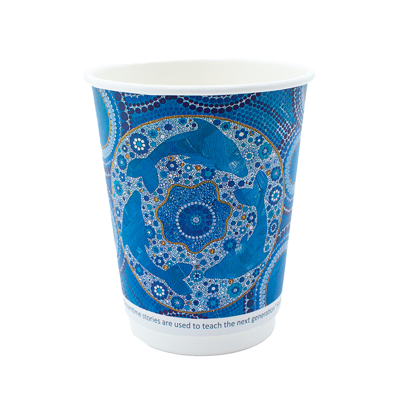 12oz True Fill Double Wall Indigenous Cups that Connect Hot Cup PLA Lining 86.5mm