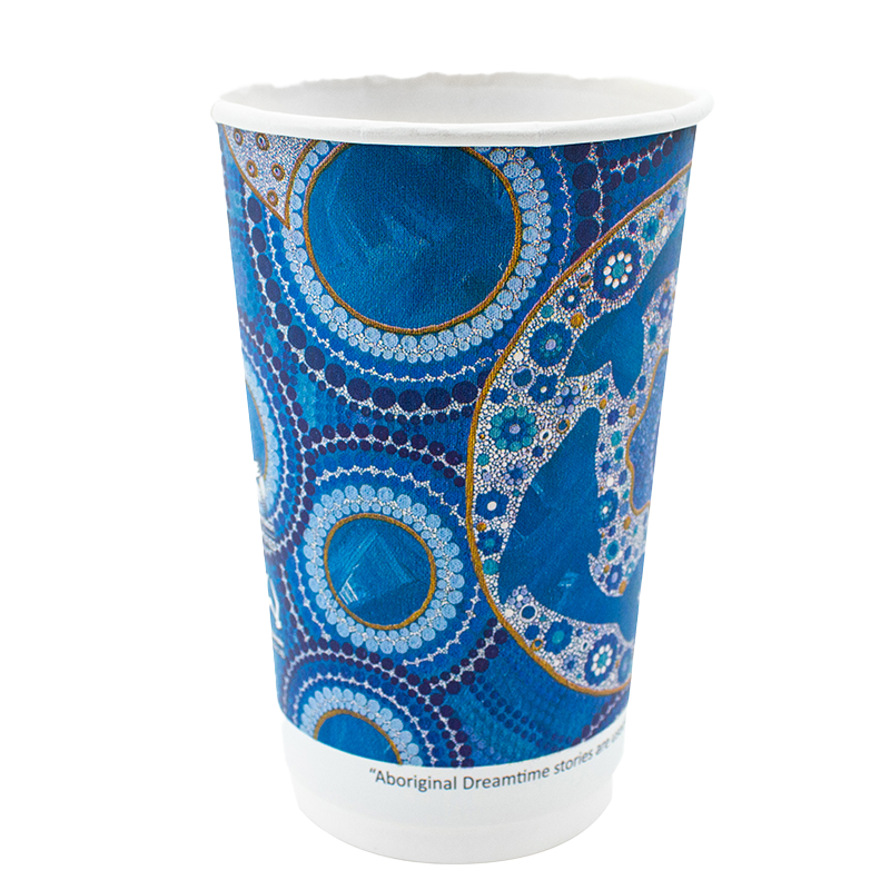 16oz True Fill Indigenous Cups that Connect Double Wall PLA Hot Cup 86.5mm
