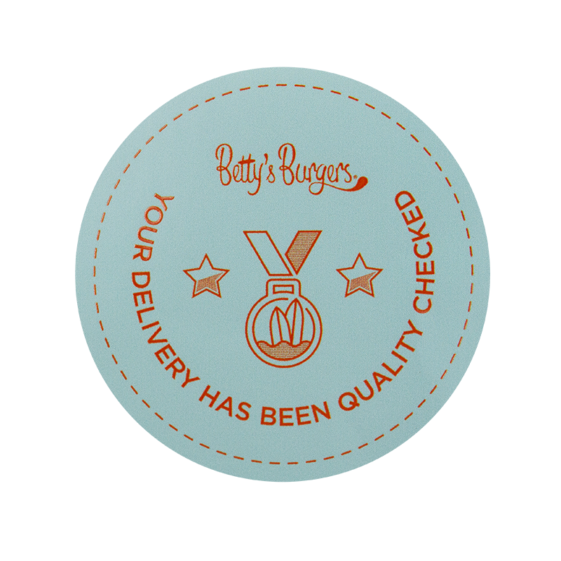 Betty's Burgers Quality Label Roll – 60mm Round 1000 per roll