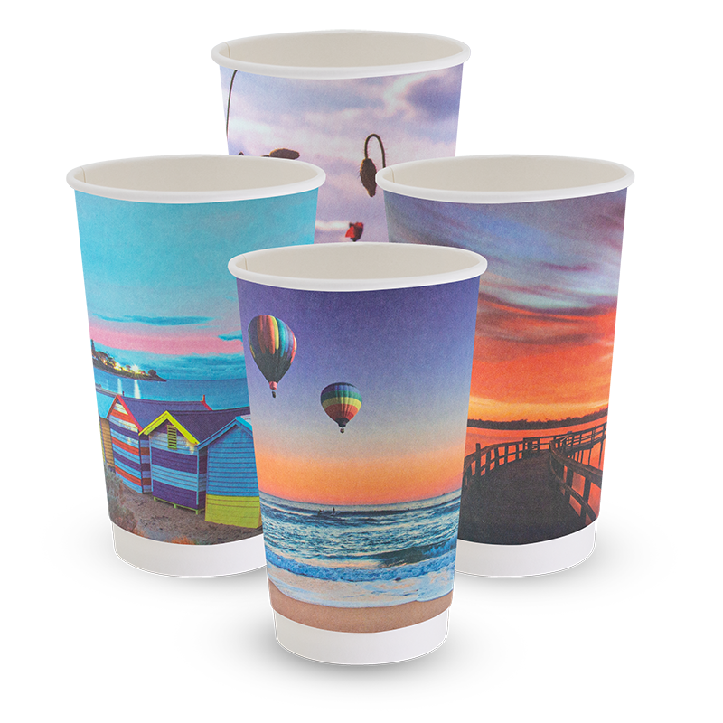 16oz Double Wall Smooth PLA Postcard Series Hot Cup 90mm
