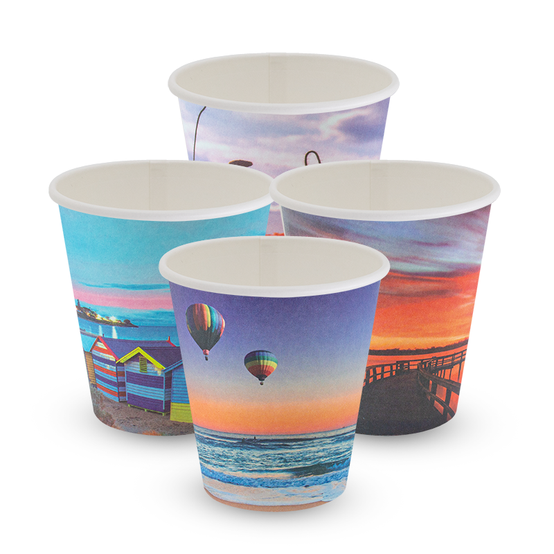 8oz Single Wall Smooth PLA Postcard Series Hot Cup Uni 90mm