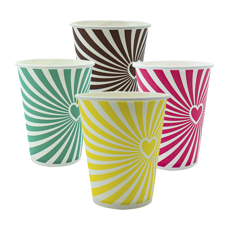 12oz Future Friendly Candy Stripe Paper Cold Cup PLA Lining