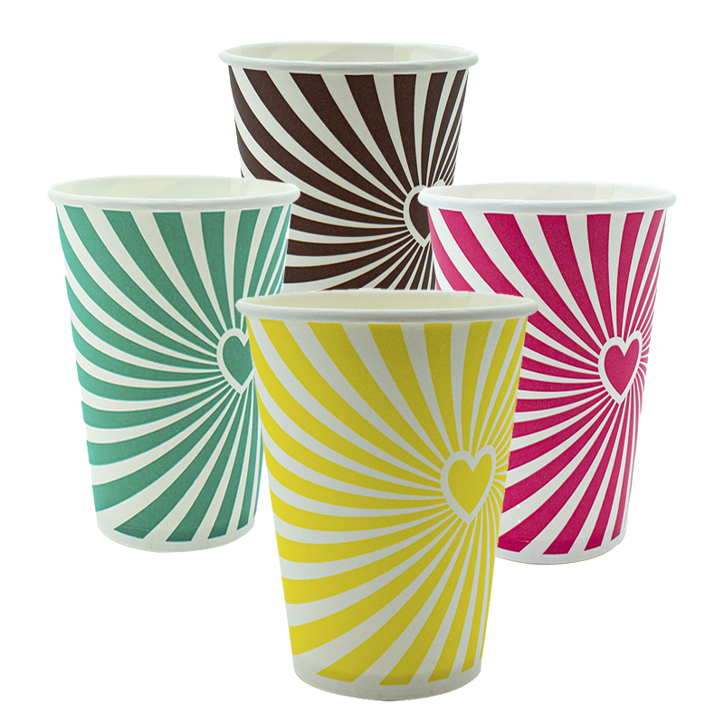16oz Future Friendly Candy Stripe Paper Cold Cup PLA Lining