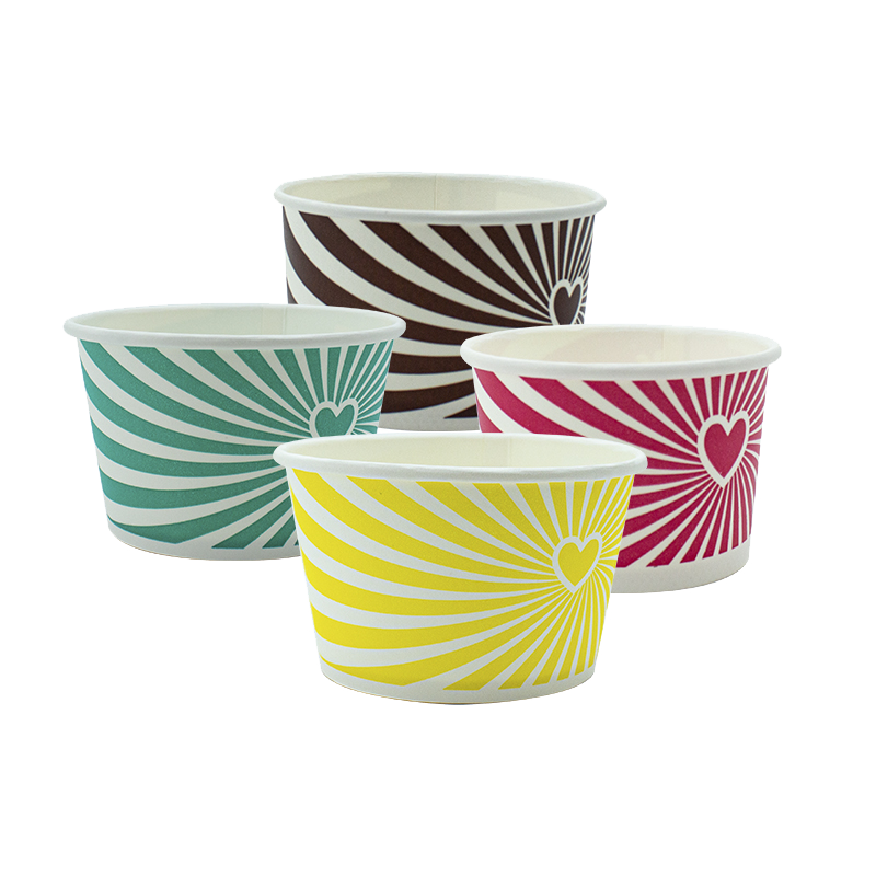 5oz Future Friendly Candy Stripe PLA Paper Ice Cream Cup