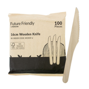 100% FSC® Certified Wooden Cutlery Uncoated Knife 160mm