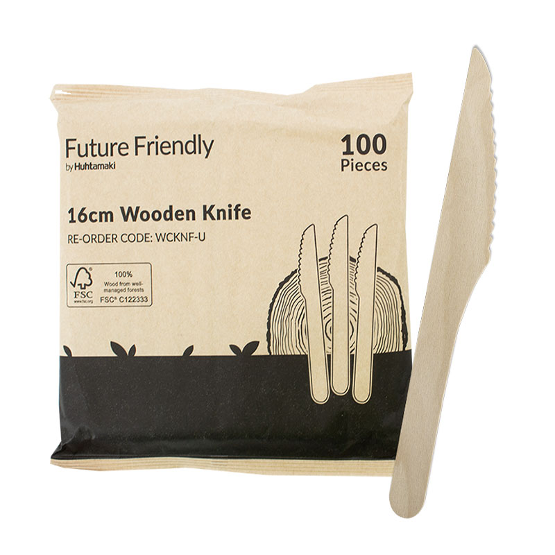 100% FSC® Certified Wooden Cutlery Uncoated Knife 160mm