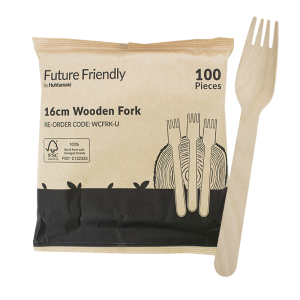 100% FSC® Certified Wooden Cutlery Uncoated Fork 160mm