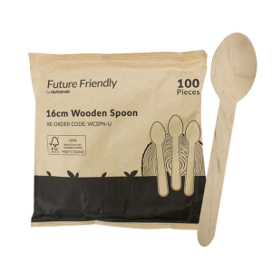 100% FSC® Certified Wooden Cutlery Uncoated Spoon 160mm