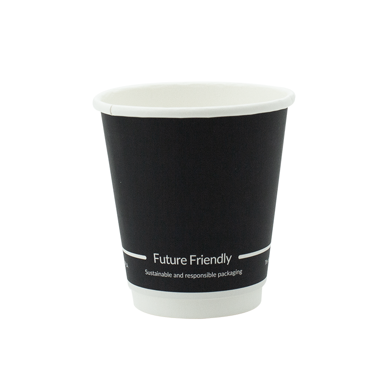 10oz True Fill Double Wall Black Hot Cup PLA Lining 86.5mm