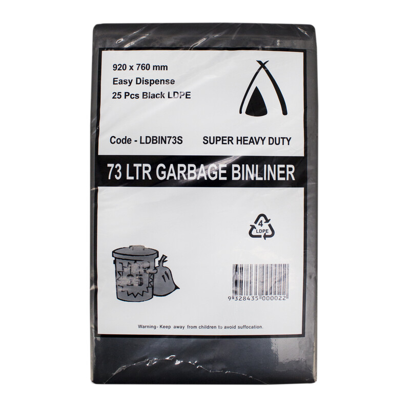 73L Super x Heavy Duty Black LDPE 920 x 760 mm