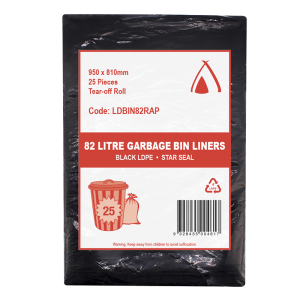 82L Heavy Duty Black Bin Liner Perforate On Roll