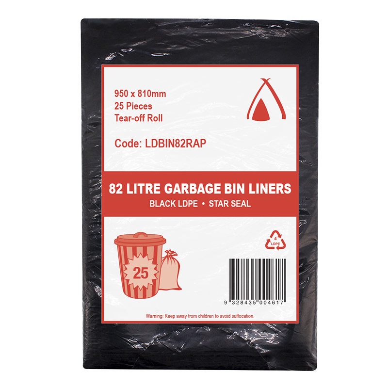 82L Heavy Duty Black Bin Liner Perforate On Roll