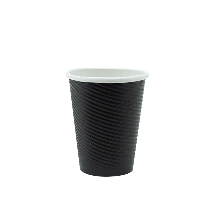 8oz Charcoal Ripple Wall PE Hot Cup 80mm