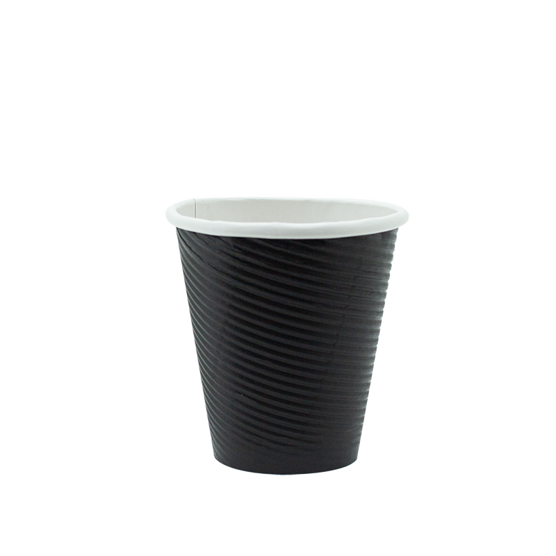 8oz Uni Charcoal Ripple Wall PE Hot Cup 90mm