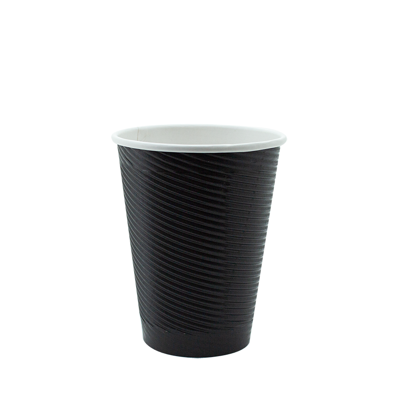 12oz Charcoal Ripple Wall PE Hot Cup 90mm