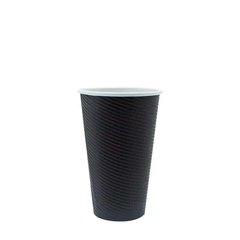 16oz Charcoal Ripple Wall PE Hot Cup 90mm
