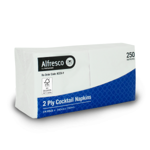 FSC® Alfresco by Huhtamaki Napkin 2 Ply White Cocktail 1/4 Fold