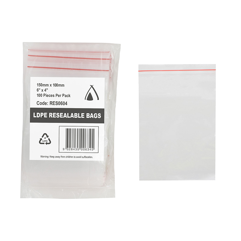 LDPE Resealable Bag Clear 6"x4" 150 x 100mm