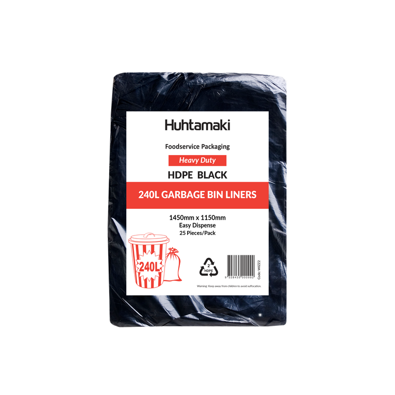 HDPE 240L Black Wizz Bin Liner 1450(L) x 1150(W) mm