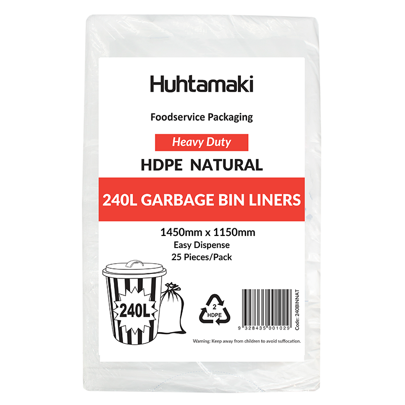 HDPE 240L Natural Heavy Duty Bin Liner 1450(L) x 1150(W) mm