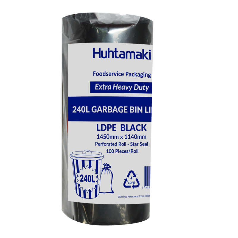 LDPE 240L Black Extra Heavy Duty Bin Liner 1450 x 1140mm